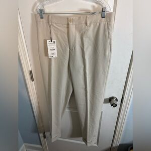 Zara MENS Cream Dress Pants Elegant Cotton Blend textured size 34 NWT